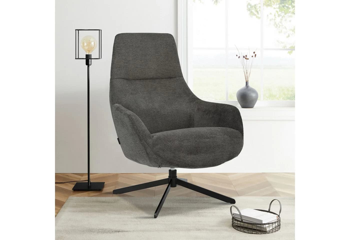 OTTO HOME CLARINDA Drehsessel Moderner Ohrensessel Anthrazit