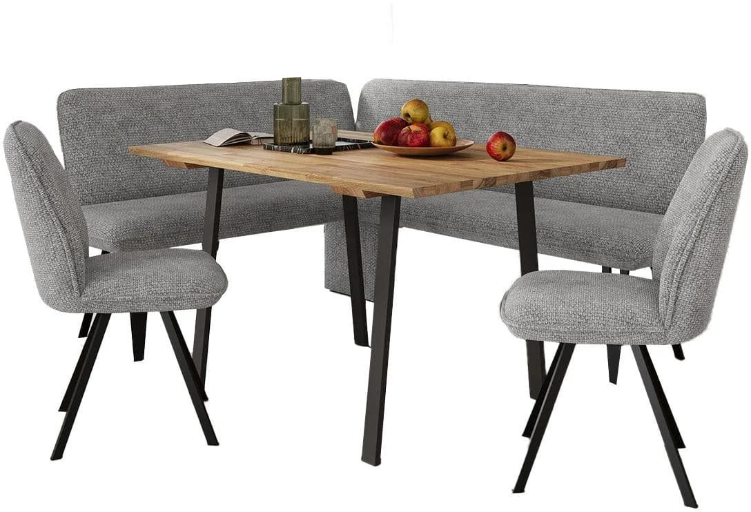 OTTO HOME Eckbankgruppe Mily Grau Schwarz mit Eiche Tisch