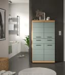 WELLTIME Midischrank SIENA 74cm 4 Türen 1 Schublade Salbei Eiche Bild 1