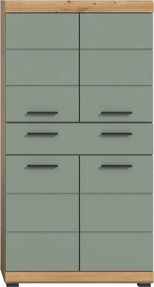 WELLTIME Midischrank SIENA 74cm 4 Türen 1 Schublade Salbei Eiche - Bild 3