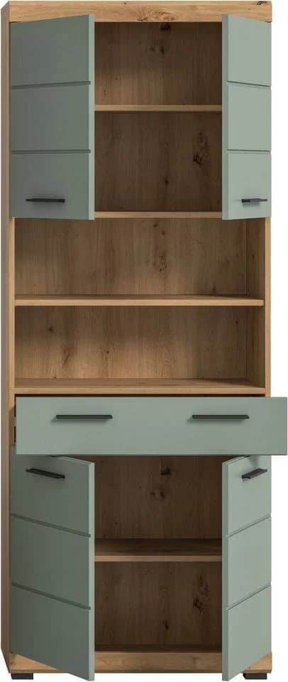 WELLTIME Hochschrank SIENA 4 Türen 1 Schublade Artisan Eiche Salbei - Bild 4