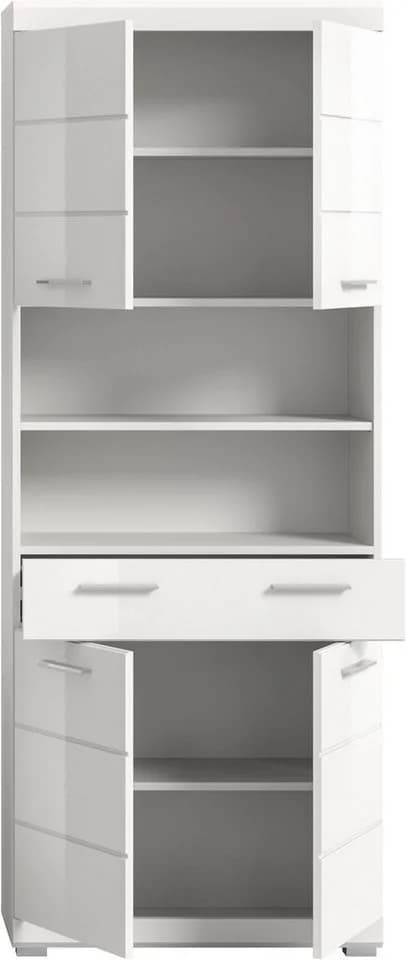Welltime Hochschrank Siena Weiß Hochglanz 4 Türen - Bild 4