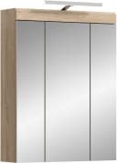 welltime Spiegelschrank SIENA 3 Spiegeltüren 9 Fächer Beleuchtung Eiche Sonoma Bild 2