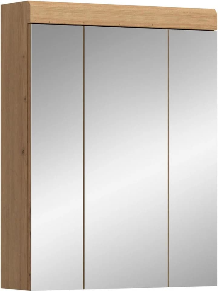 WELLTIME Badezimmerspiegelschrank SIENA 3 Spiegeltüren Beige Braun - Bild 2