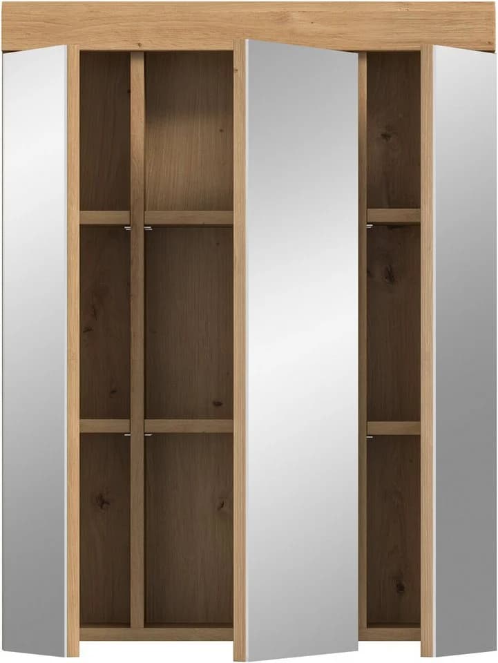 WELLTIME Badezimmerspiegelschrank SIENA 3 Spiegeltüren Beige Braun - Bild 3