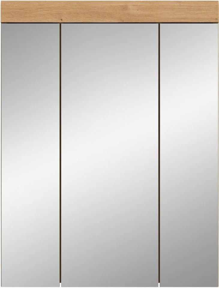WELLTIME Badezimmerspiegelschrank SIENA 3 Spiegeltüren Beige Braun - Bild 4