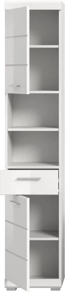 WELLTIME Hochschrank SIENA Weiß Hochglanz Badschrank - Bild 3