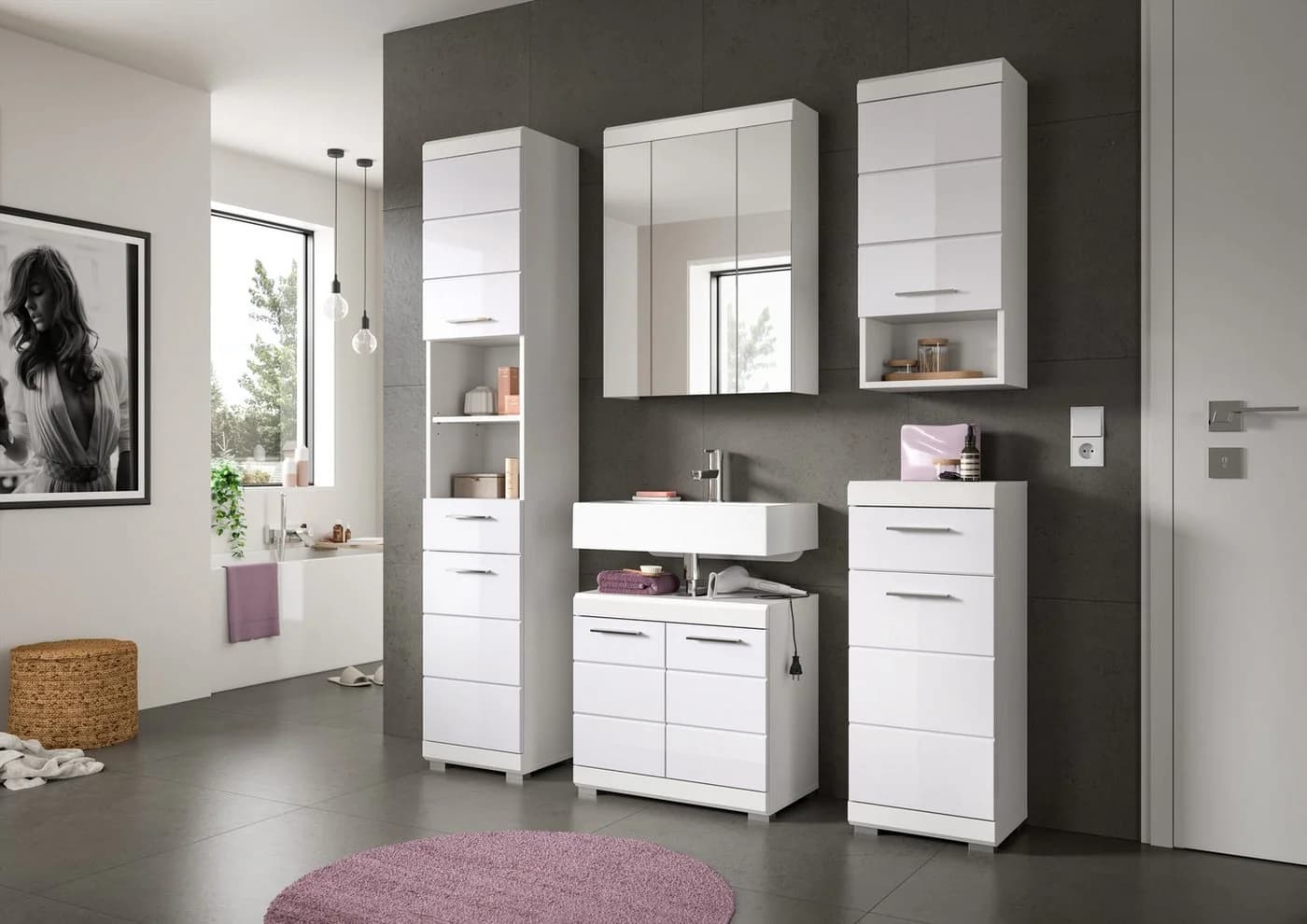 WELLTIME Badezimmerspiegelschrank SIENA Weiß 3 Spiegeltüren - Bild 5