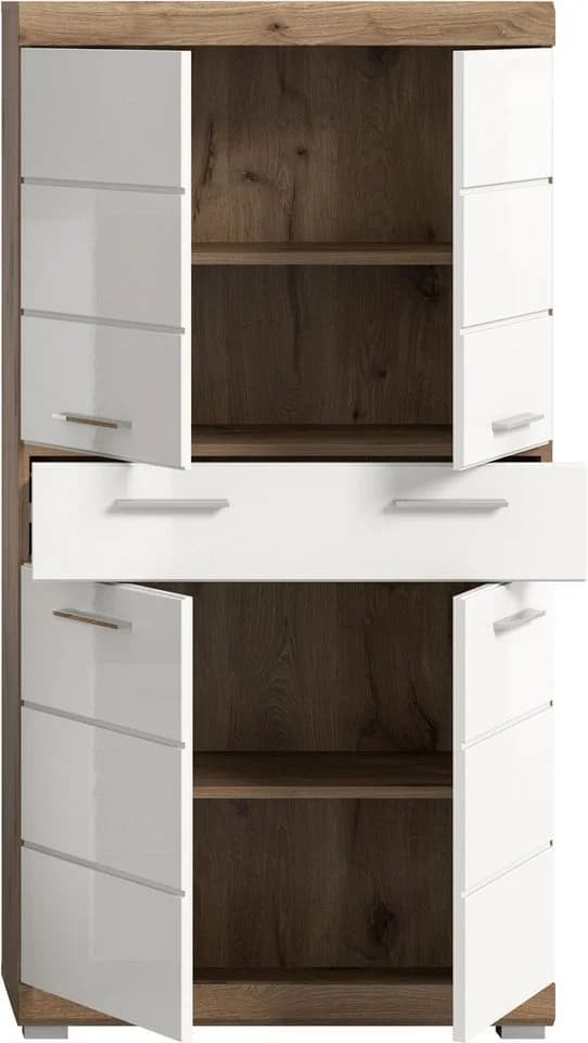 WELLTIME Midischrank SIENA 4 Türen Weiß Hochglanz - Bild 4