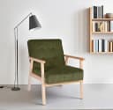 HOME AFFAIRE Loungesessel MENONRI Grün Massivholz Armlehnen Cord Bild 1