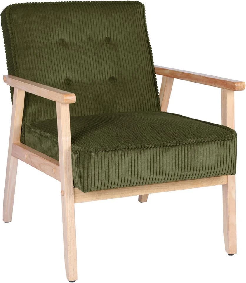 HOME AFFAIRE Loungesessel MENONRI Grün Massivholz Armlehnen Cord - Bild 2