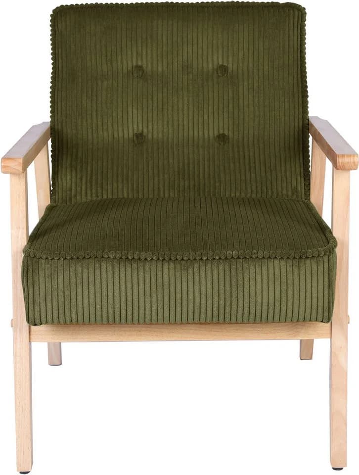HOME AFFAIRE Loungesessel MENONRI Grün Massivholz Armlehnen Cord - Bild 3