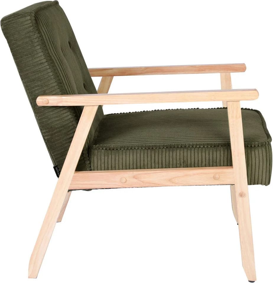 HOME AFFAIRE Loungesessel MENONRI Grün Massivholz Armlehnen Cord - Bild 5