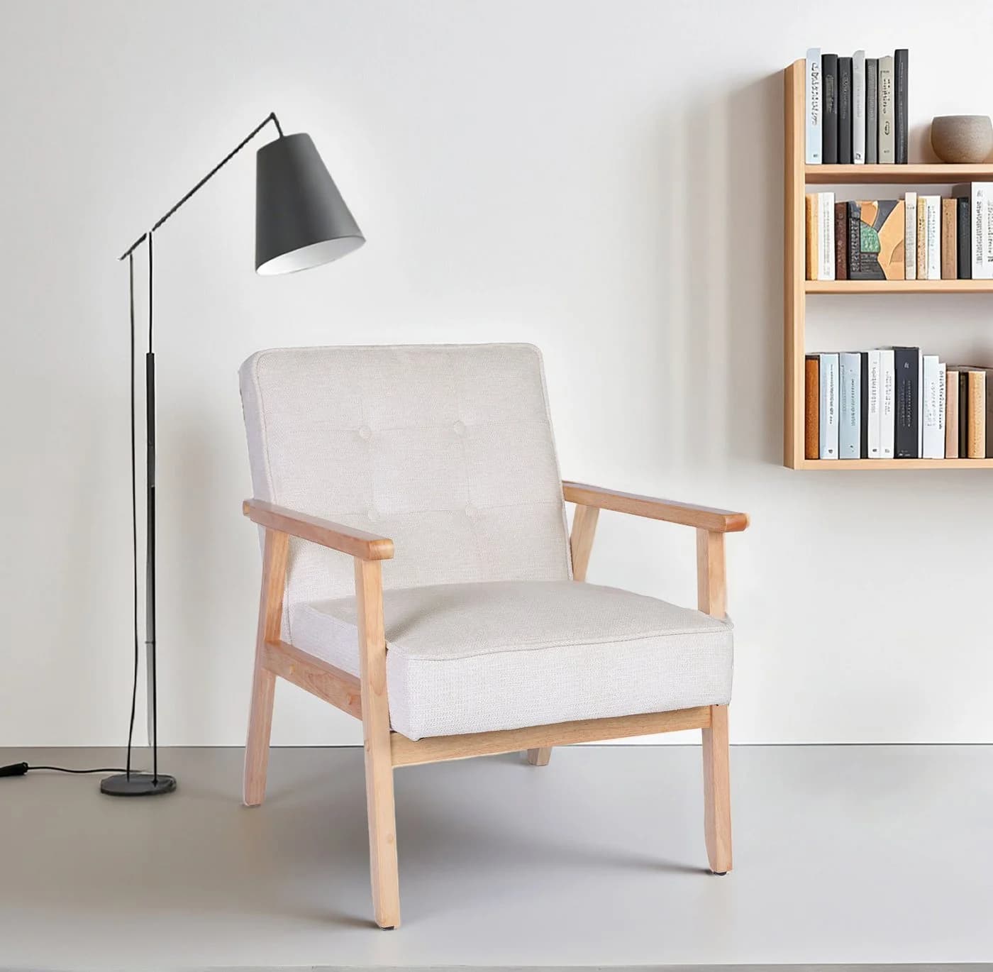 Home Affaire Loungesessel MENONRI mit Massivholz-Armlehnen Creme