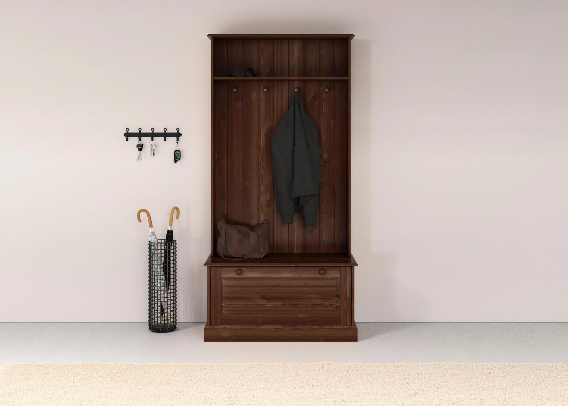 OTTO HOME Liotta Kompaktgarderobe Braun Massivholz