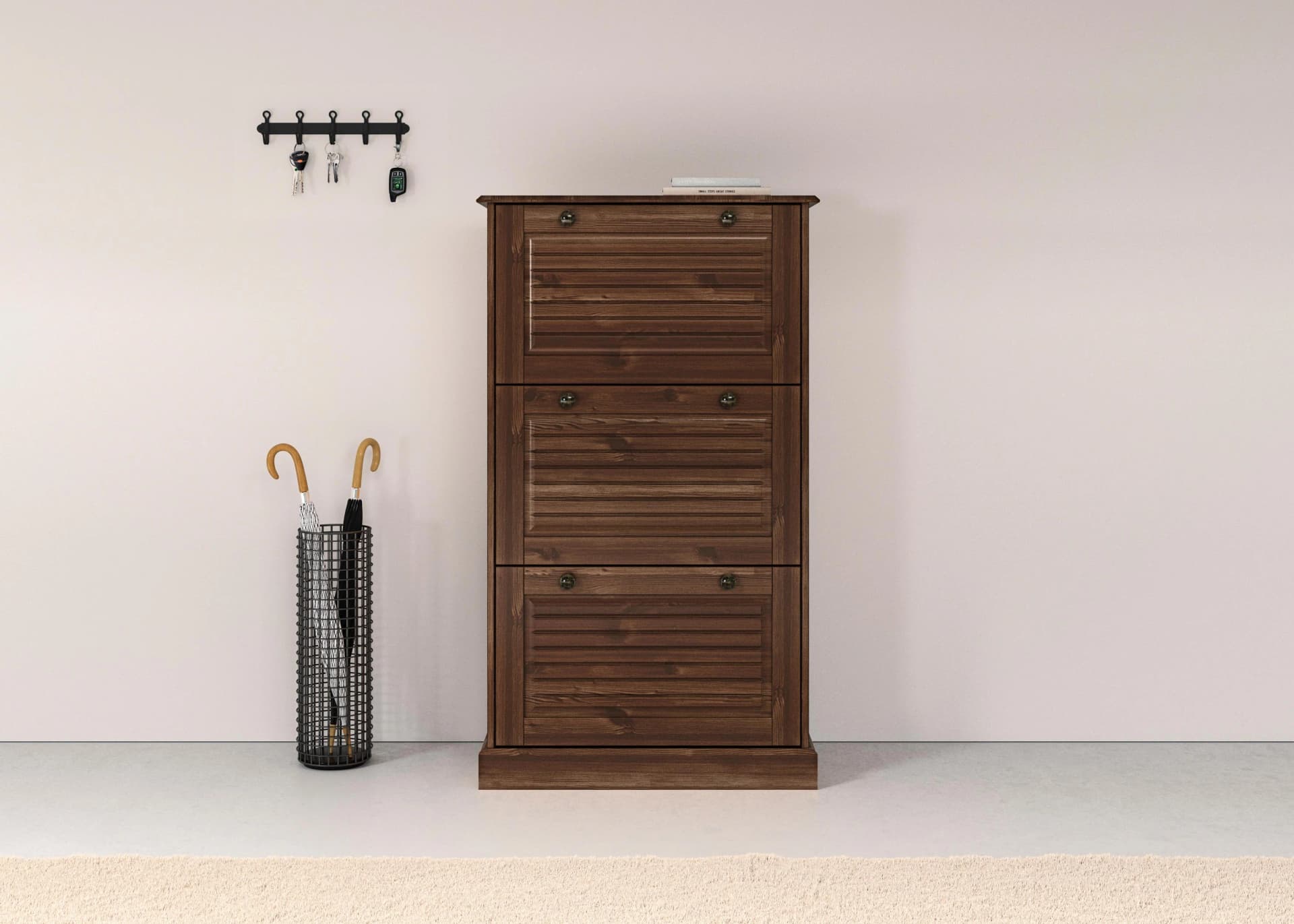 OTTO HOME Liotta Schuhschrank Braun Massivholz 3 Klappen