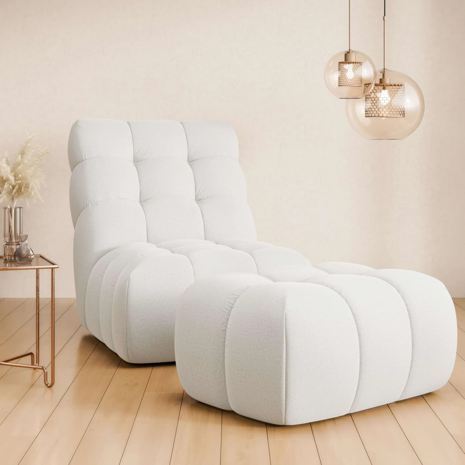 HOME AFFAIRE AURELIAN Loveseat XXL mit Hocker Beige