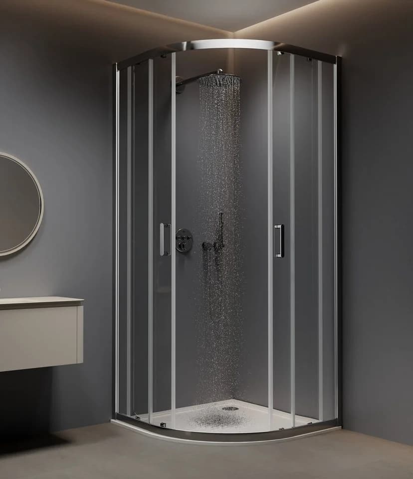 WELLTIME Runddusche New Trento Grau Chrom 195cm Höhe