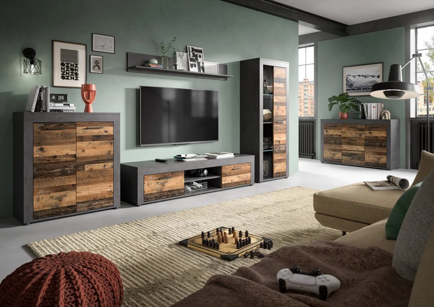 HOME AFFAIRE Lowboard Aosta Grau 160cm 2 Klappen 2 Fächer TV-Board - Bild 5