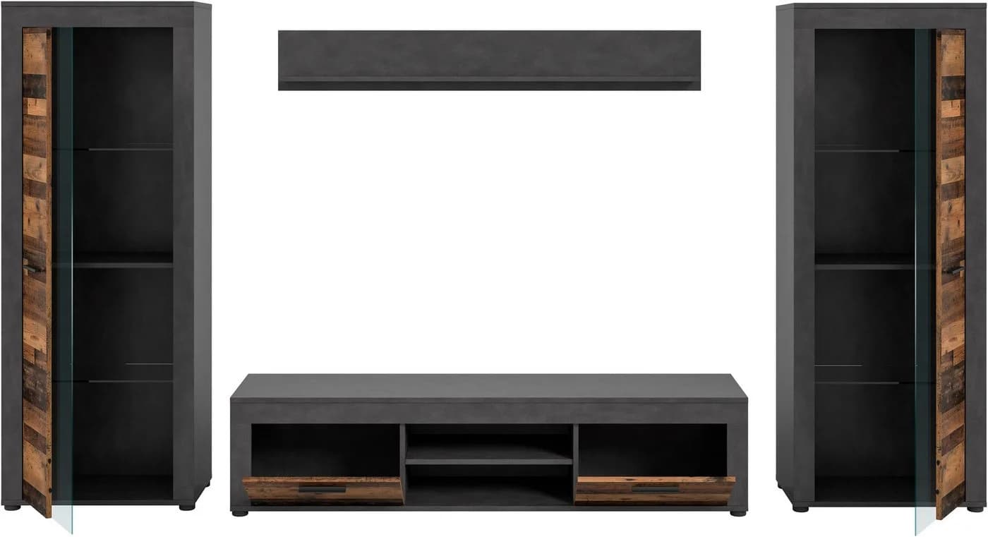HOME AFFAIRE Wohnwand Aosta 4-teilig Grau Old Wood - Bild 5