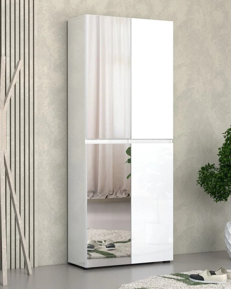 HOME AFFAIRE Schuhschrank Mister Weiß Hochglanz 4 Türen 12 Fächer - Bild 2