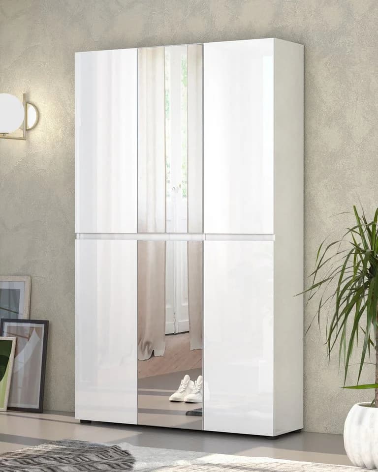 HOME AFFAIRE Schuhschrank Mister Weiß 6 Türen 24 Fächer Spiegel - Bild 2