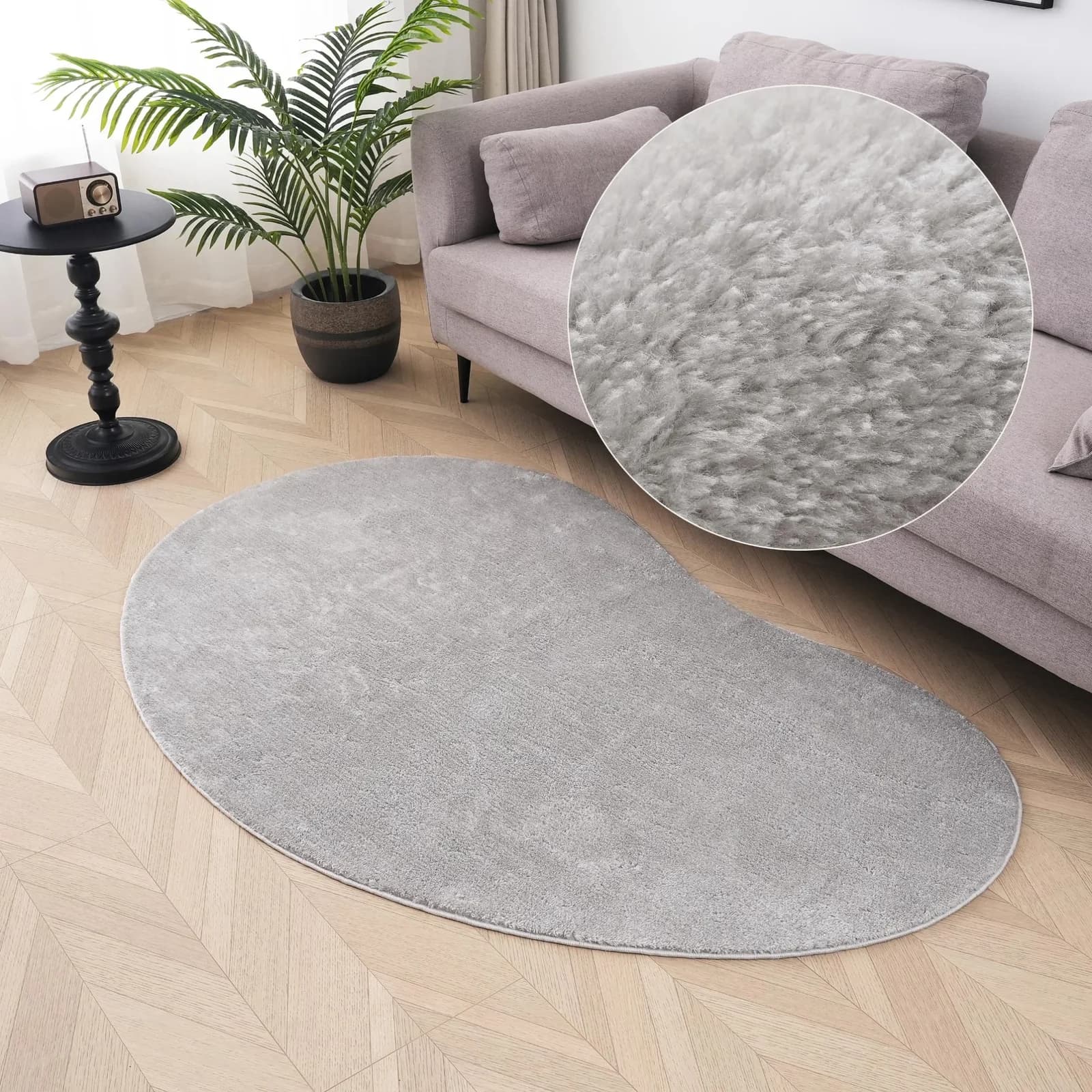 Teppich MY HOME Cali Bean U-förmig Kunstfaser Grau