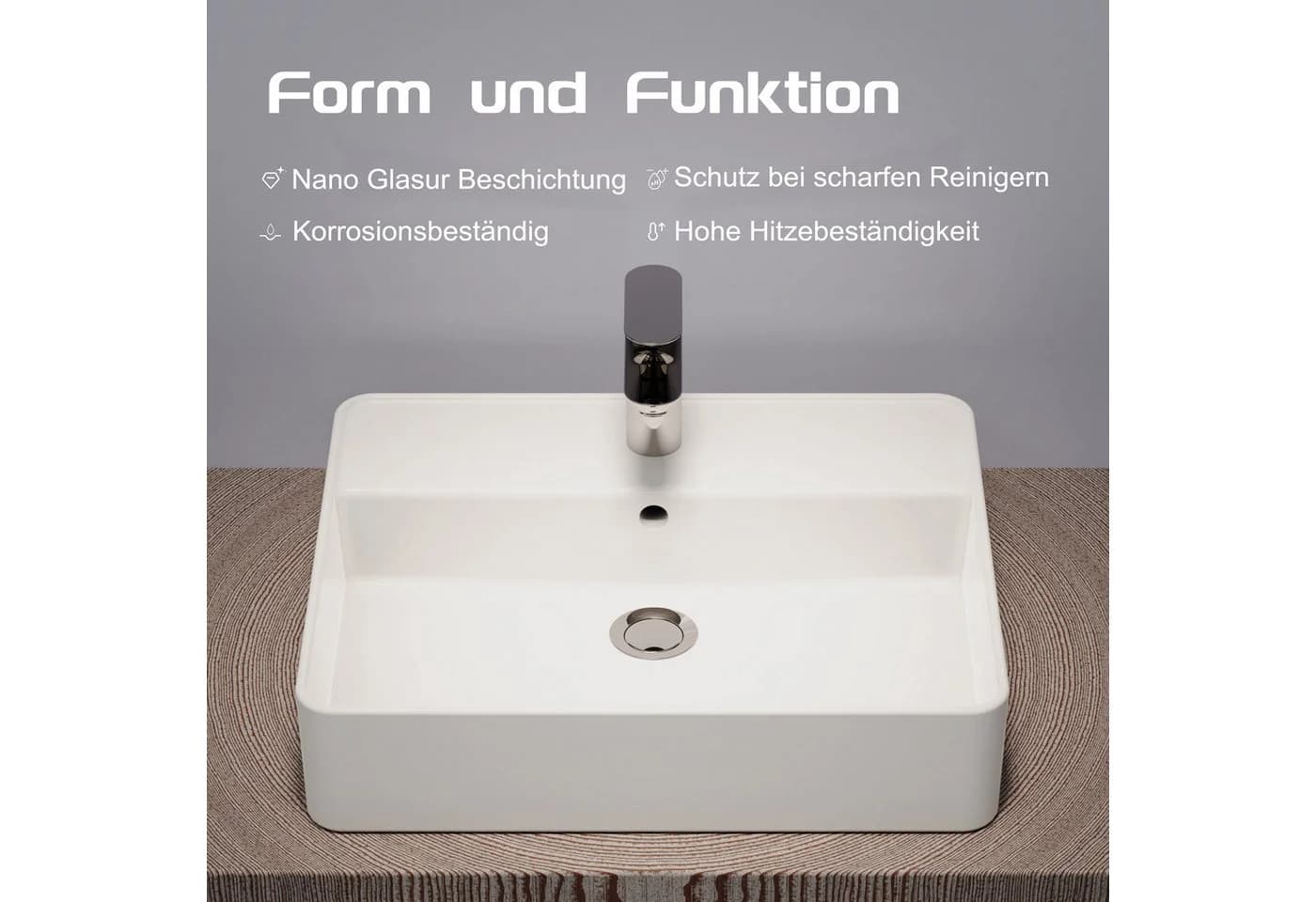 welltime Aufsatzwaschbecken NANO Glasur Keramik - Bild 4