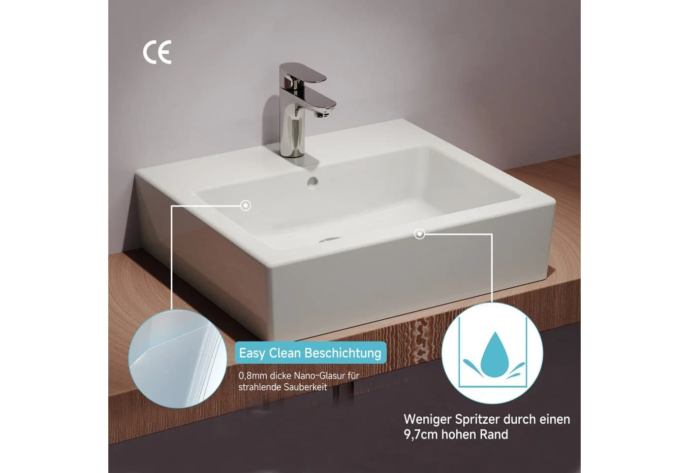 welltime Aufsatzwaschbecken Pesante, NANO Glasur - Bild 3
