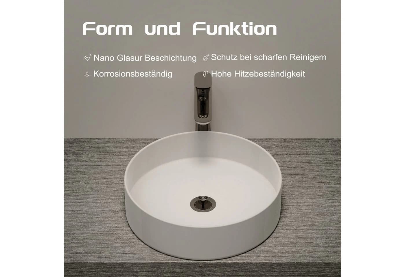 welltime Aufsatzwaschbecken RONDO NANO Glasur Weiß Keramik - Bild 4