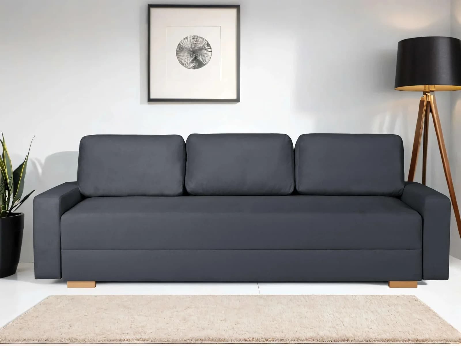 HOME AFFAIRE Schlafsofa SHERIDIAN 3-Sitzer Anthrazit mit Bettkasten
