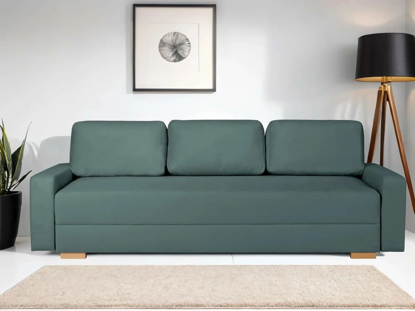 HOME AFFAIRE Schlafsofa SHERIDIAN 3-Sitzer mit Bettkasten türkis
