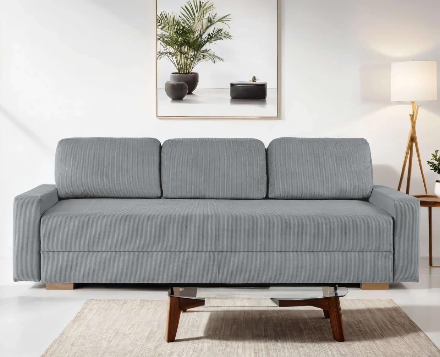 HOME AFFAIRE SHERIDIAN Schlafsofa 3-Sitzer Grau mit Bettkasten - Bild 2