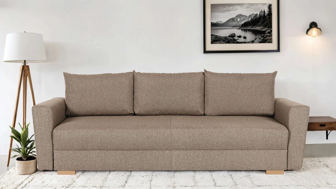 Home affaire Schlafsofa MAGHERA 3-Sitzer Beige mit Bettkasten - Bild 2