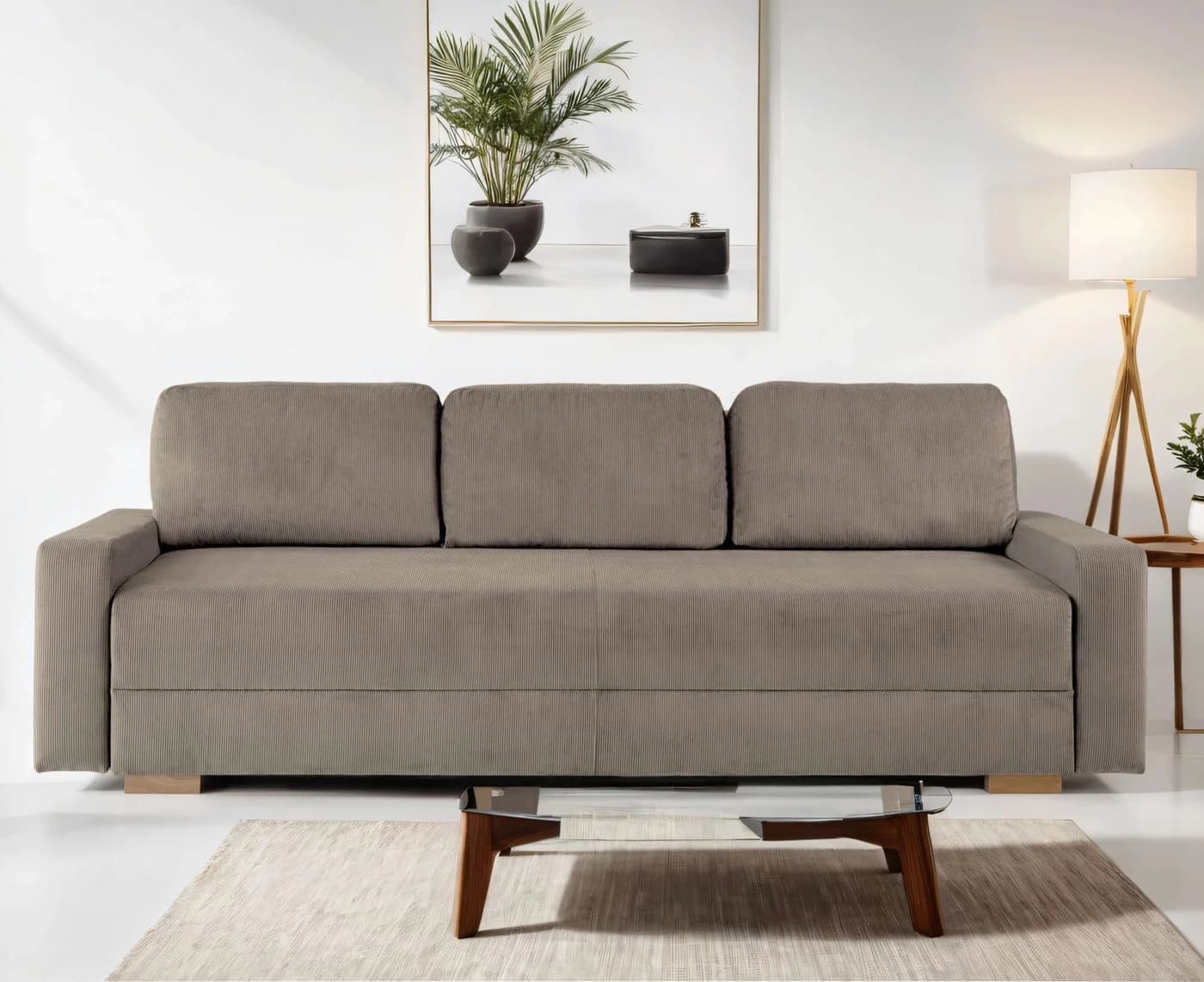 HOME AFFAIRE Sheridian Schlafsofa 3-Sitzer Taupe mit Bettkasten - Bild 2