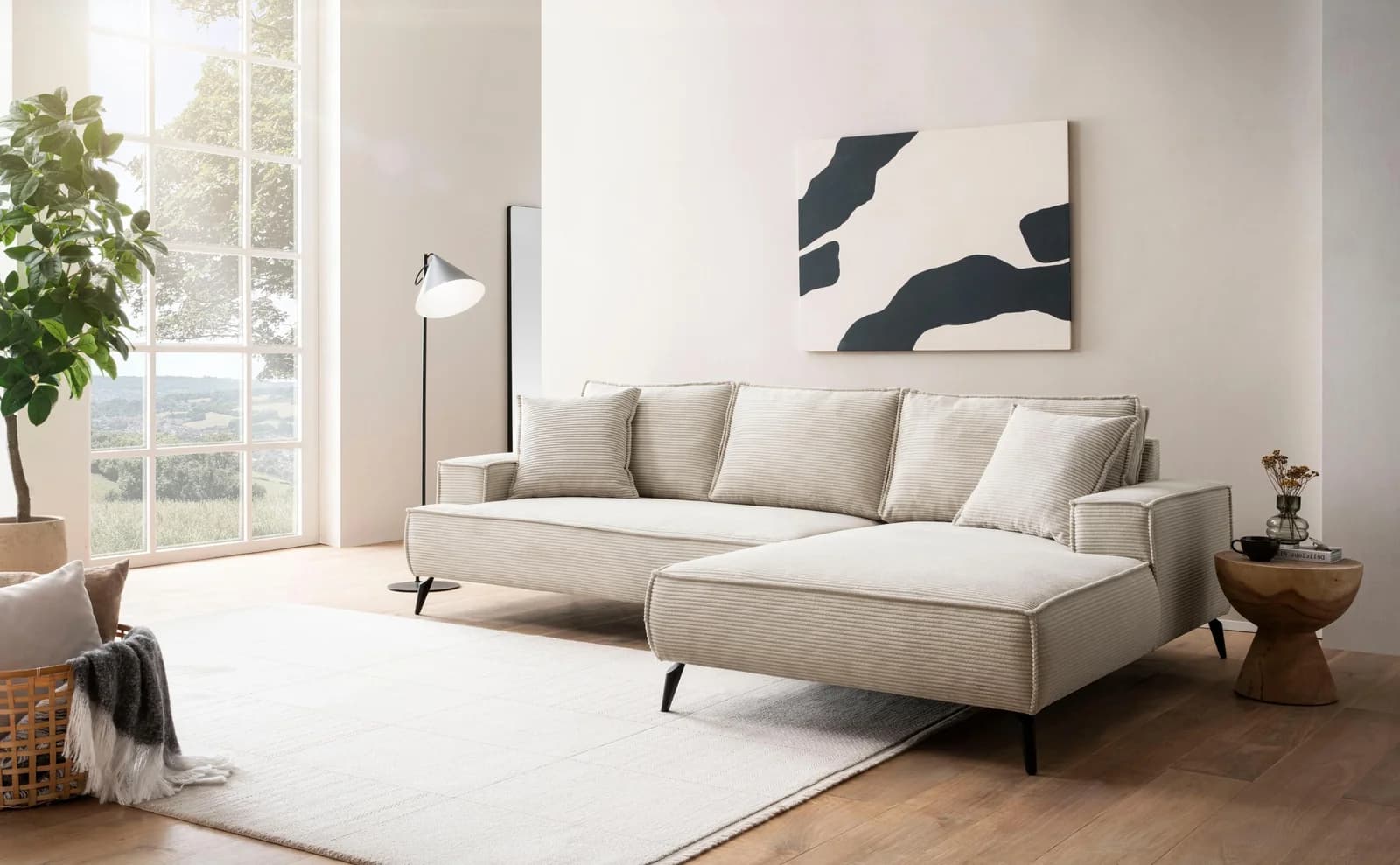 HOME AFFAIRE Ecksofa TVINNU L-Form Cord Hellbeige