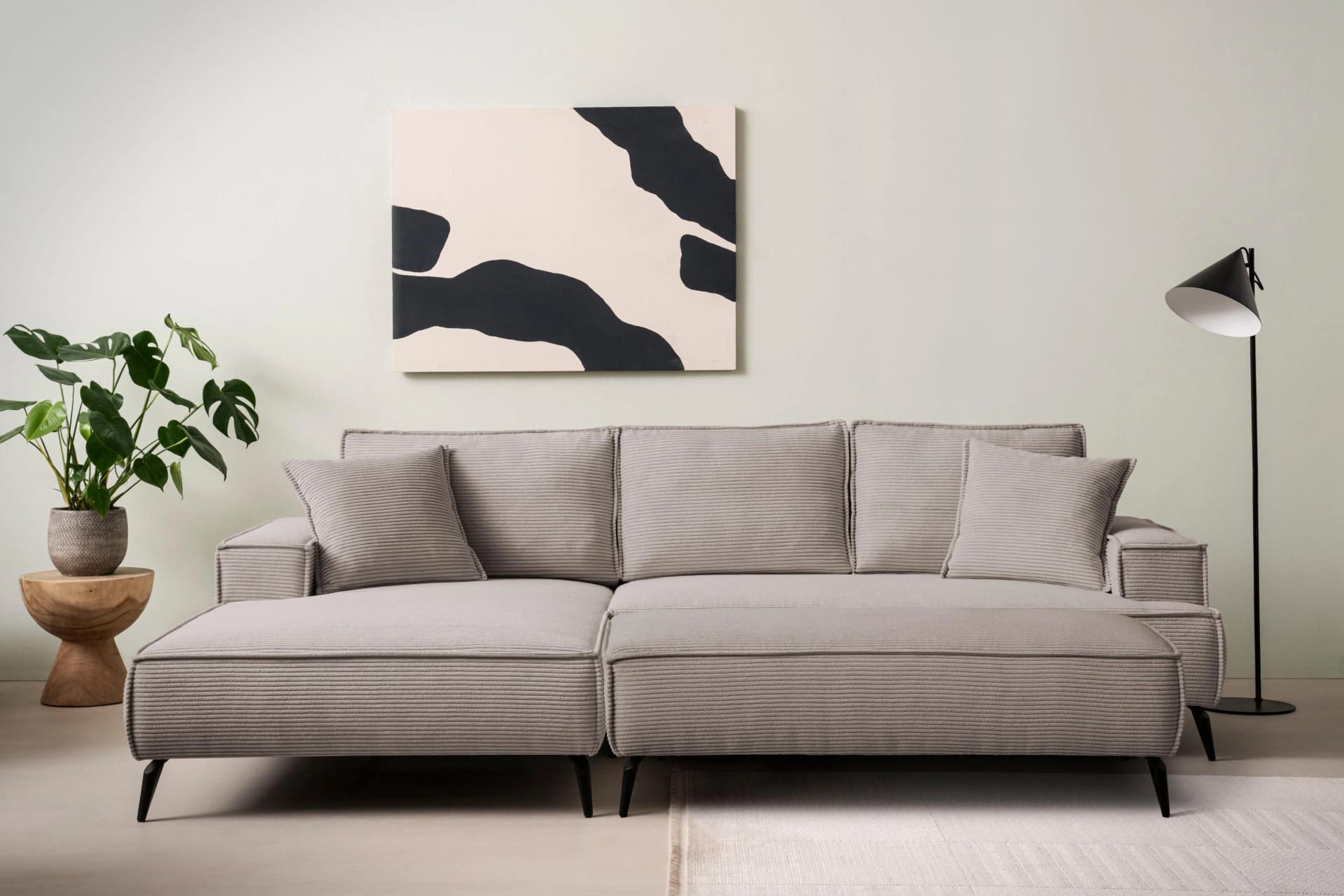 HOME AFFAIRE TVINNU Polsterecke L-Form mit Schlaffunktion und Hocker