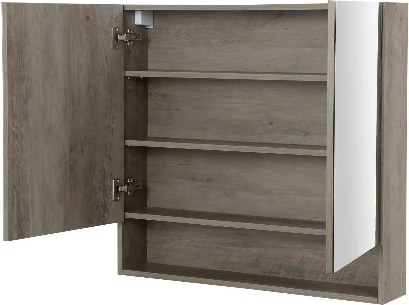 WELLTIME Spiegelschrank Florenz Grau 2 Türen MDF Glas - Bild 4