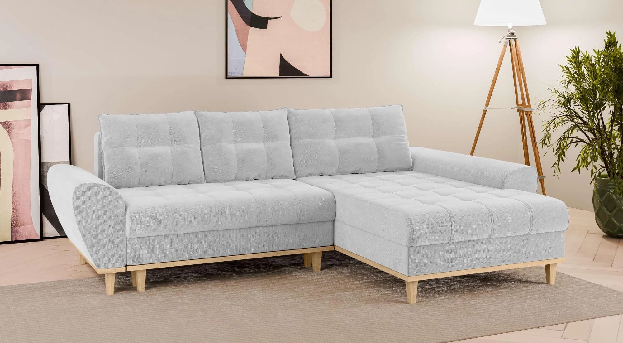 HOME AFFAIRE Ecksofa Ahrdorf mit Bettfunktion und Bettkasten Hellgrau