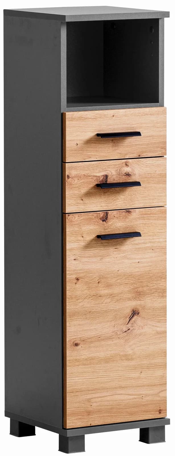 Midischrank WELLTIME Palermo Anthrazit/Eiche Schwarz
