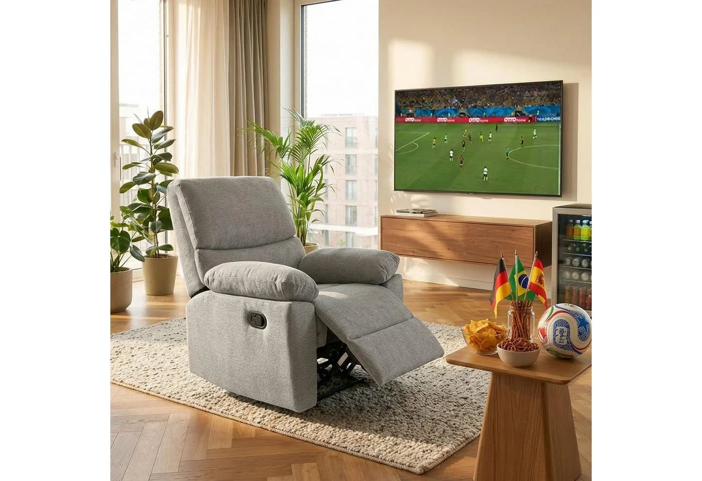 HOME AFFAIRE Relaxsessel LANNOY Hellgrau mit Relaxfunktion und USB - Bild 2