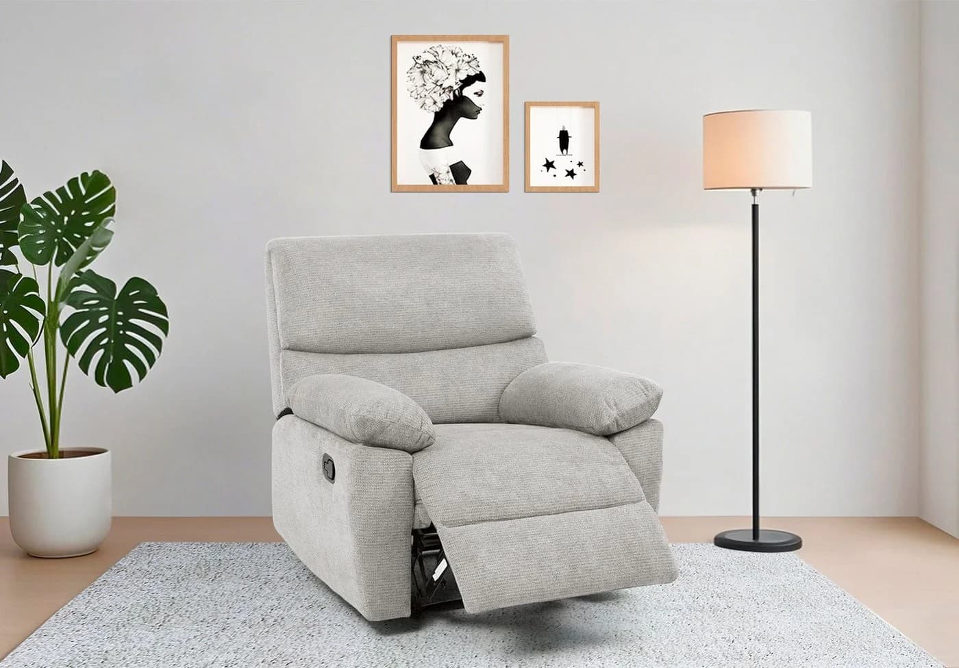 HOME AFFAIRE Relaxsessel LANNOY Hellgrau mit Relaxfunktion und USB - Bild 5