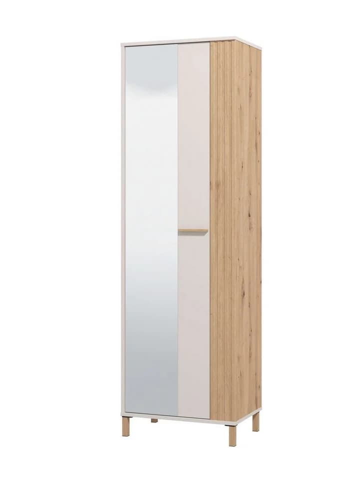 HOME AFFAIRE Garderoben-Set Belfort Weiß Beige mit Sitzbank und Spiegel