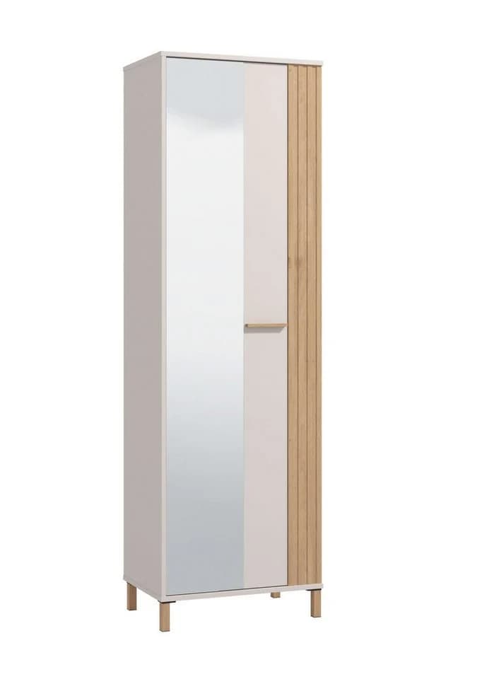 HOME AFFAIRE Garderoben-Set Belfort Weiß Beige mit Sitzbank und Spiegel - Bild 3