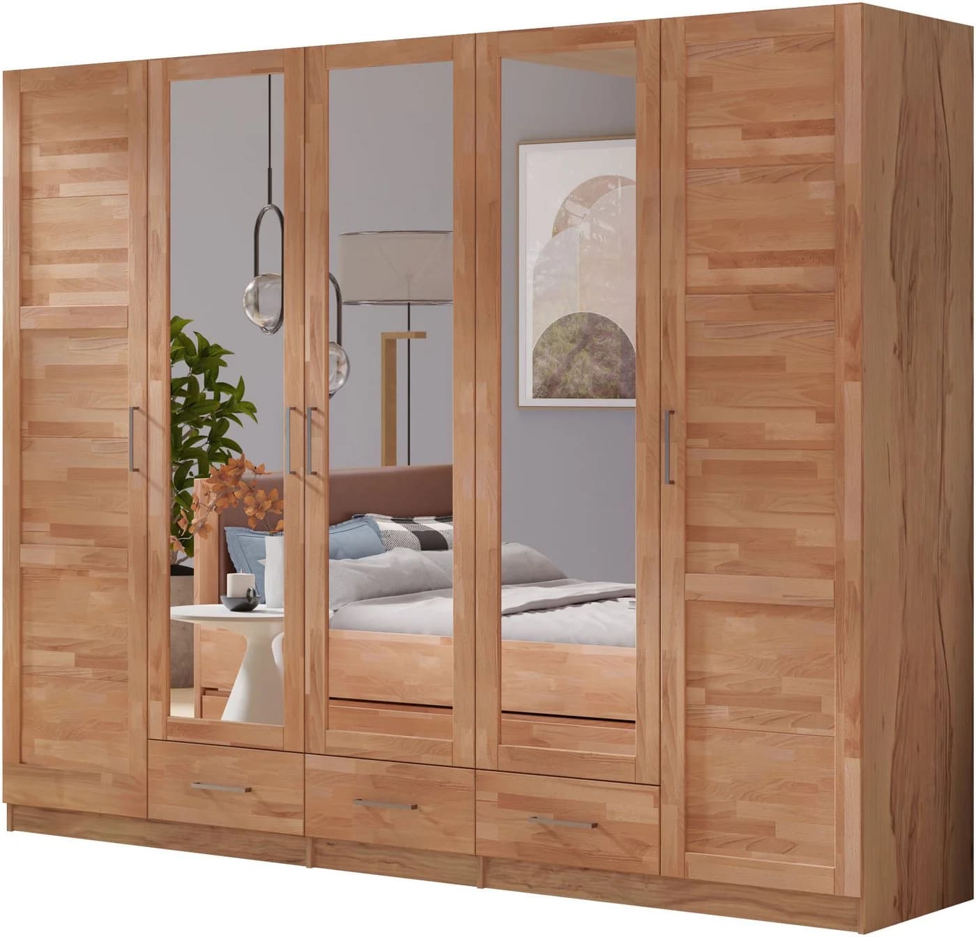 OTTO HOME Kleiderschrank Sabrina Landhausstil Buche mit Spiegel - Bild 2