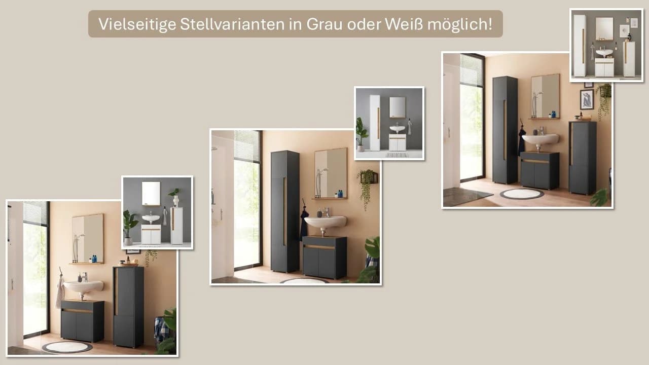 HOME AFFAIRE Midischrank CITY/GIRON Anthrazit mit Griffmulde - Bild 3