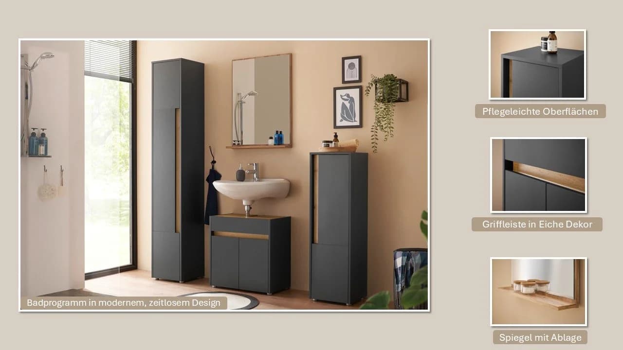 HOME AFFAIRE Midischrank CITY/GIRON Anthrazit mit Griffmulde - Bild 4