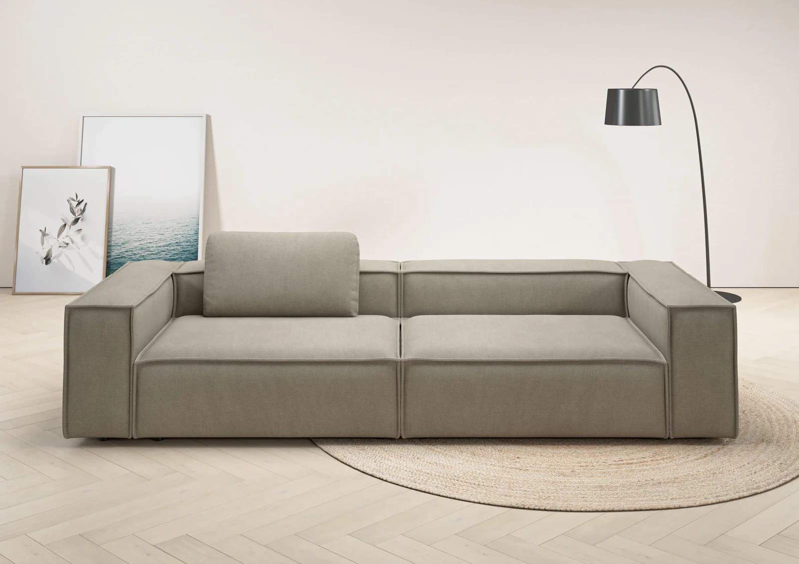 HOME AFFAIRE Watertown 3-Sitzer Sofa Modern Taupe Polyester