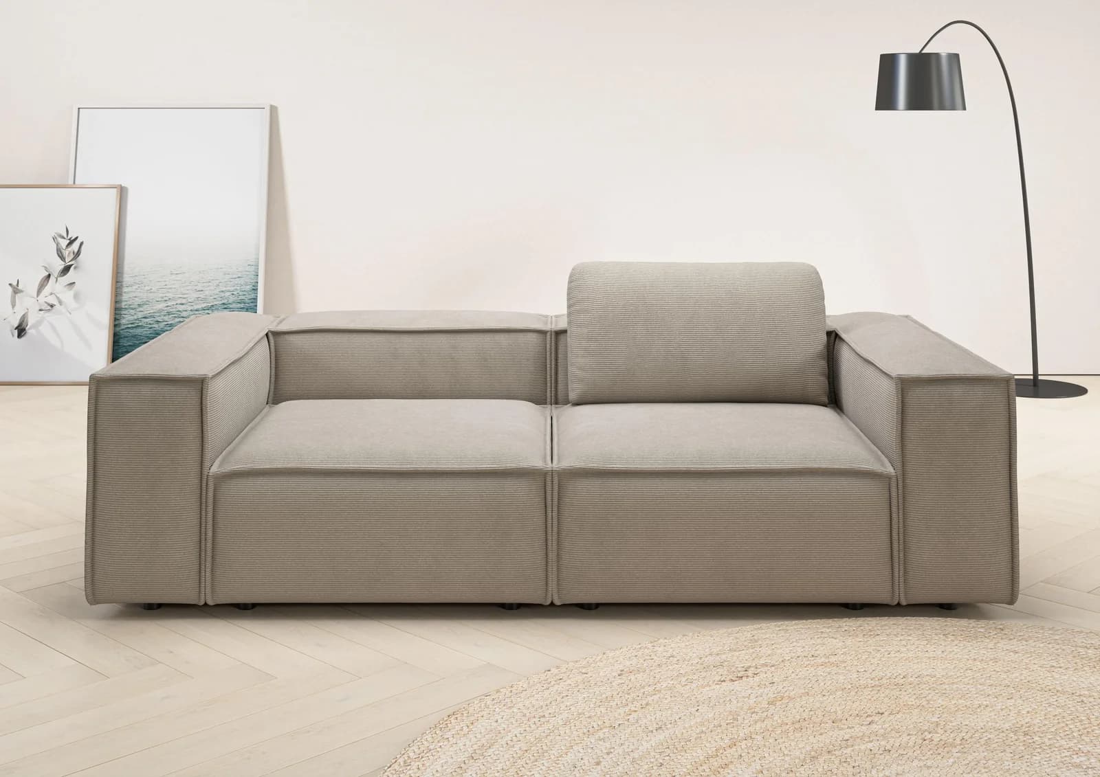 Home Affaire Watertown 2-Sitzer Sofa Beige Feincord Modern