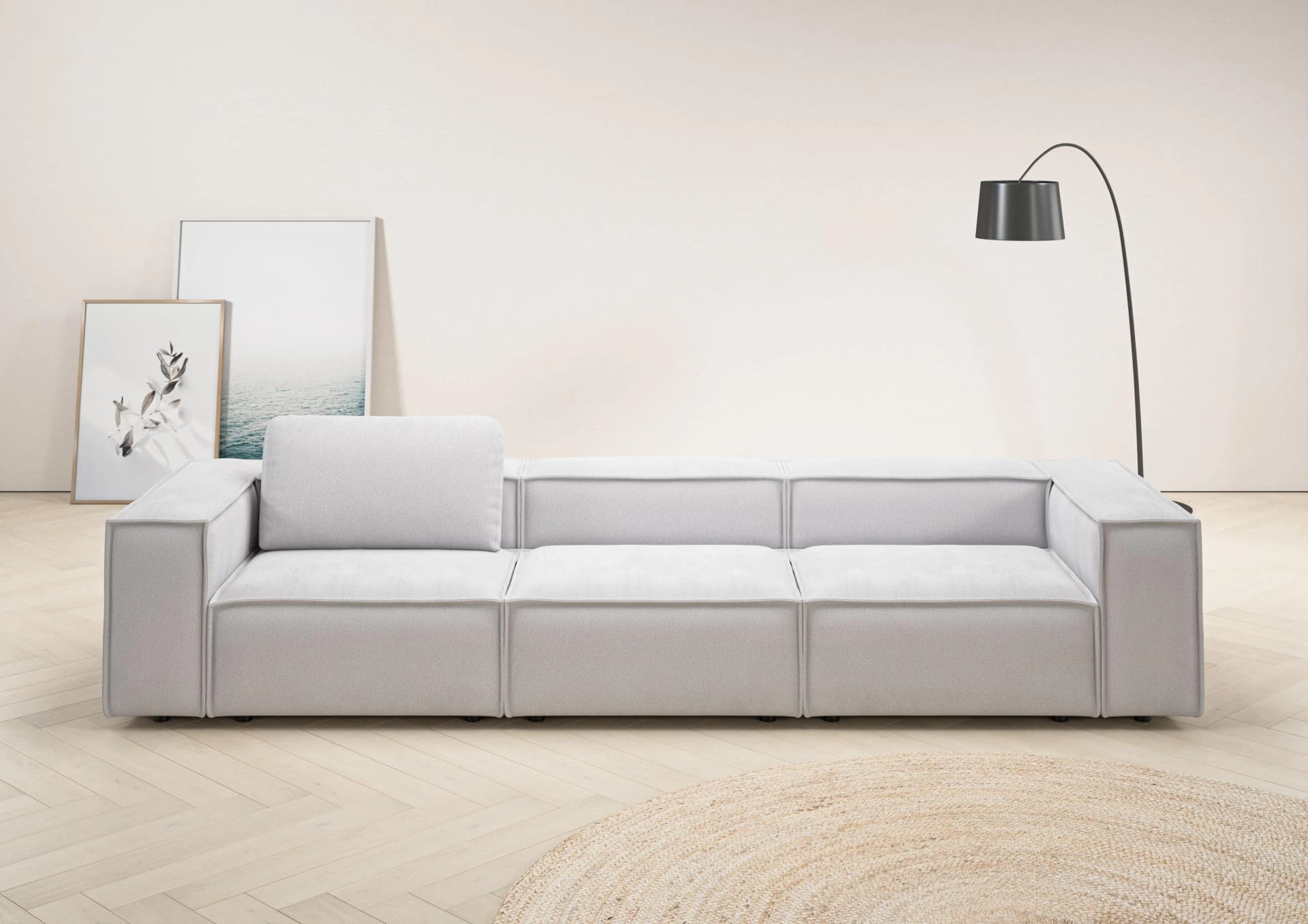 Home Affaire Watertown Big-Sofa XXL 3,5-Sitzer Grau Federkern